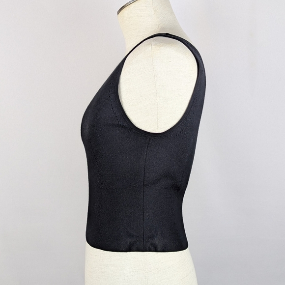 Lafayette 148 New York Tank Merino Silk Ribbed Knit Square Neck Black M NWT - Picture 8 of 14